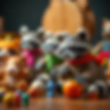 Variety of raccoon toys promoting cognitive development