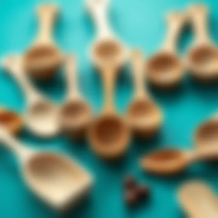 A variety of wooden scoop designs arranged artistically