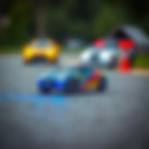 Vibrant remote-controlled car in action