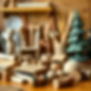 Aesthetic Arrangement of Wooden Hobby Materials Diverse wooden hobby materials arranged aesthetically