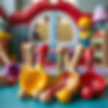 Colorful wooden scoops in a child's play area