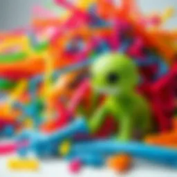Colorful sticky toys in a playful arrangement