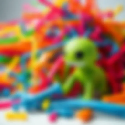 Colorful sticky toys in a playful arrangement
