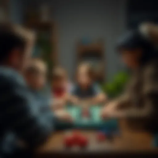 A family engaging in a board game at home