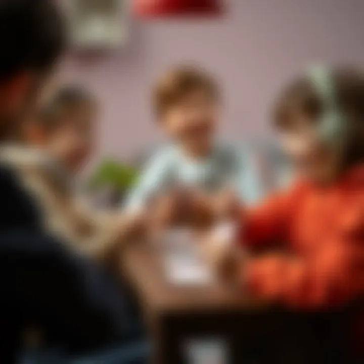 Children laughing while playing a card game