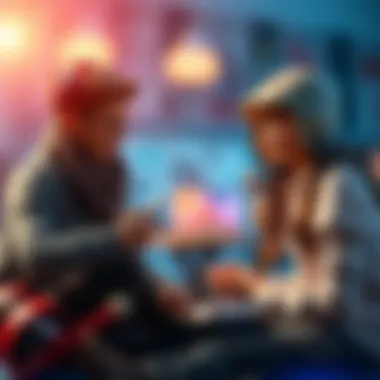 Youth engaging in social media interactions